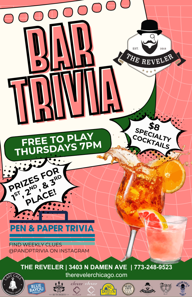 Bar Trivia at The Reveler — Thursdays at 7 PM