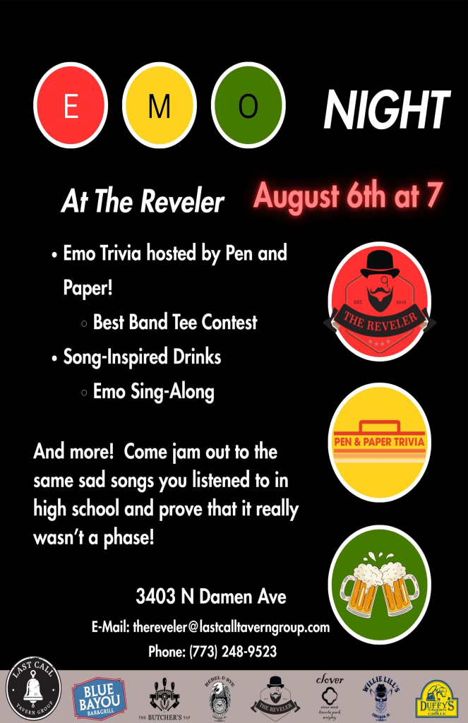 Emo Night at The Reveler — Thursday, August 6